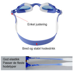 Svømmebriller barn blå hvit elastikk - squatina.no