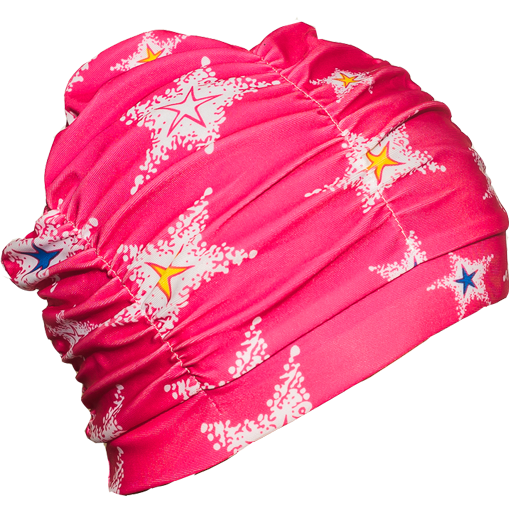 Rosa turban badehette i nylon med stjerne