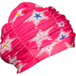 Rosa turban badehette i nylon med stjerne